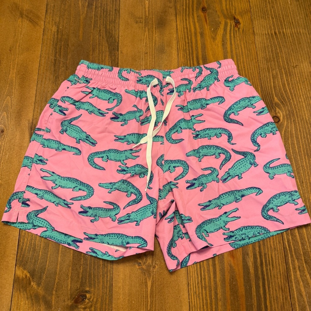 Chubbies Swim Shorts Mens Medium Camella The Glades Alligator Lined Beach Trunks